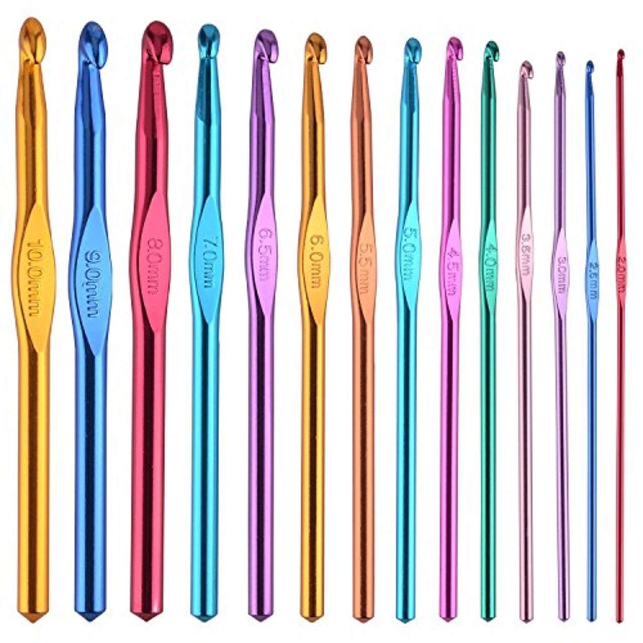 14 pcs Multicolor Aluminum Crochet Hooks Knitting Needles Craft Yarn 2-10mm …